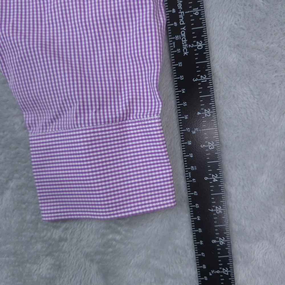J. Crew Haberdashery Button Down Mens M 15-15.5 Purple White Gingham 80s 2-Ply